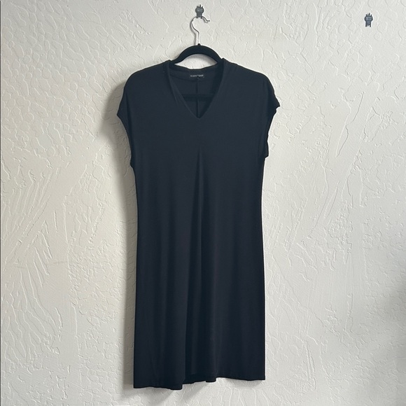 Eileen Fisher Black V-Neck Midi Dress - Picture 2 of 3